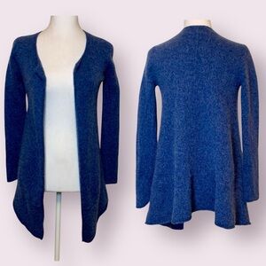 Belle France Cashmere Open Front Cardigan Sweater Blue Size Medium